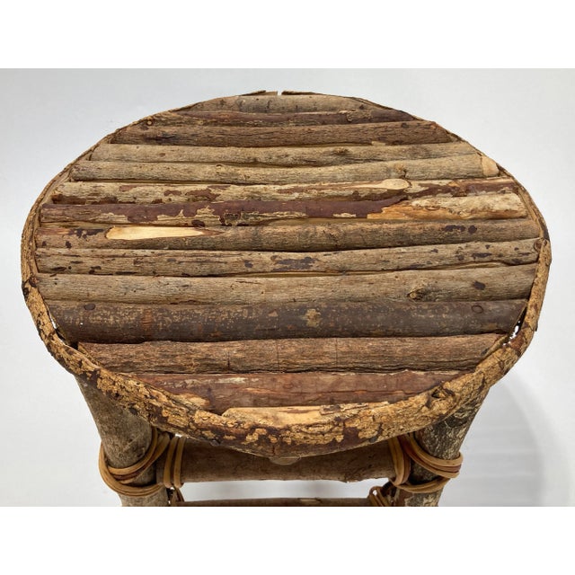 Brown Antique Adirondack Style Natural Twig Stool or Plant Stand For Sale - Image 8 of 10