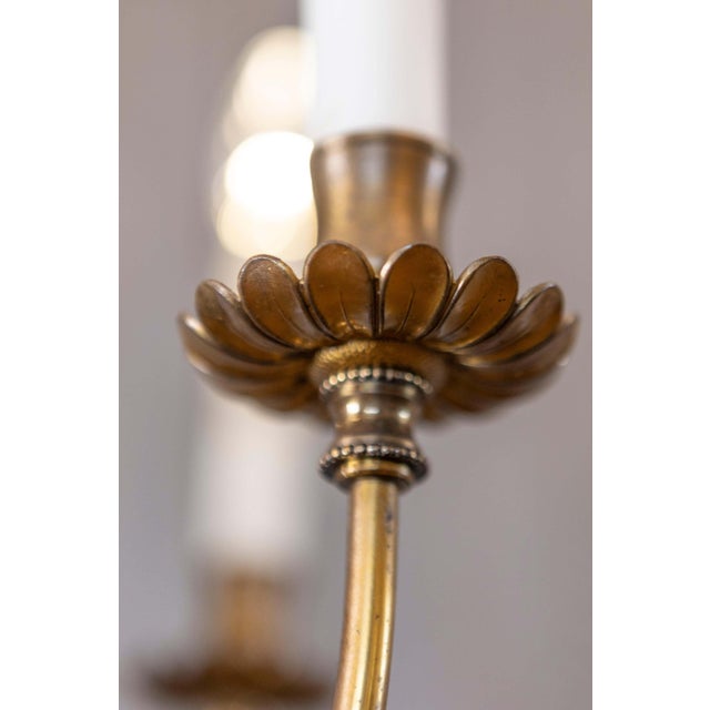 Mid 20th Century French Gilt Metal Maison Charles Inspired Six-Light Chandelier with Swoop Arms For Sale - Image 9 of 9
