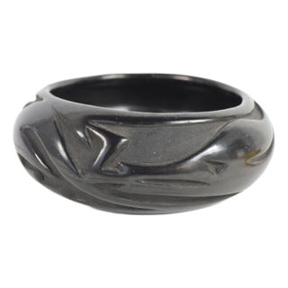 Santa Clara Pottery Blackware Bowl Signed For Sale