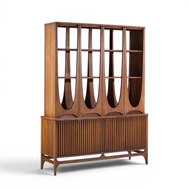 Broyhill Brasilia Mid Century Walnut Room Divider The lower of the room divider measures: 54 wide x 17 deep x 26.75 inches...