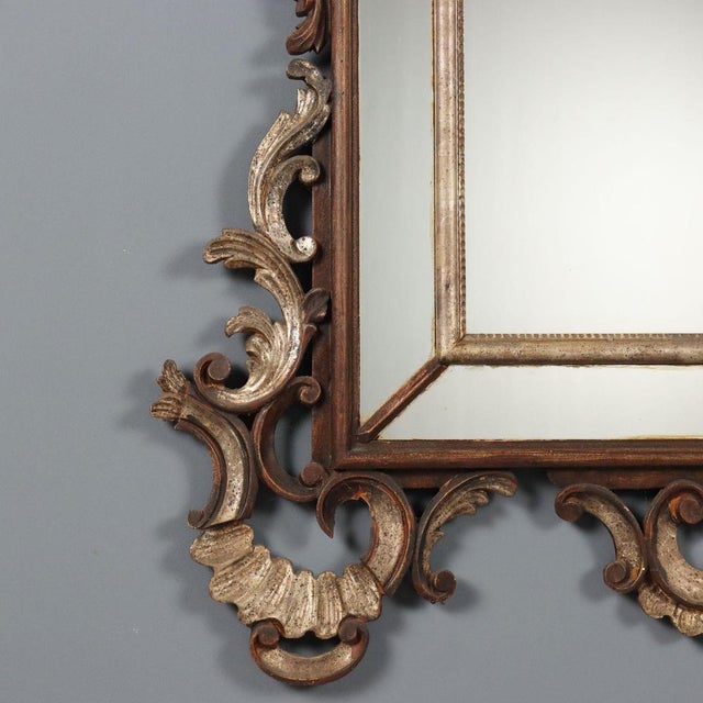 Brown Rococo Style Mirror in Lacquered Painted Wood For Sale - Image 8 of 15