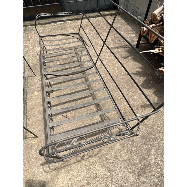 Vintage Mid-Century Russell Woodard Wrought Iron Patio Set, Attributed, 6 Pieces For Sale - Image 16 of 16