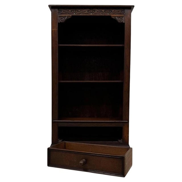 Antique Early 20th Century English Oak Open Bookcase For Sale - Image 4 of 13