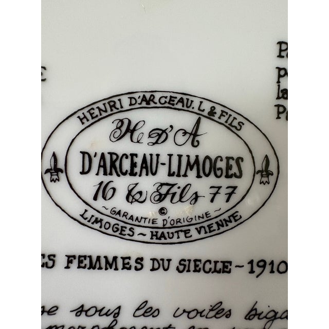 Paul Poiret Limoges D’Arceau “Les Femmes Du Siècle 1910” Paul Poiret Fashion Plate – French Art Deco Style Wall Decor For Sale - Image 4 of 7
