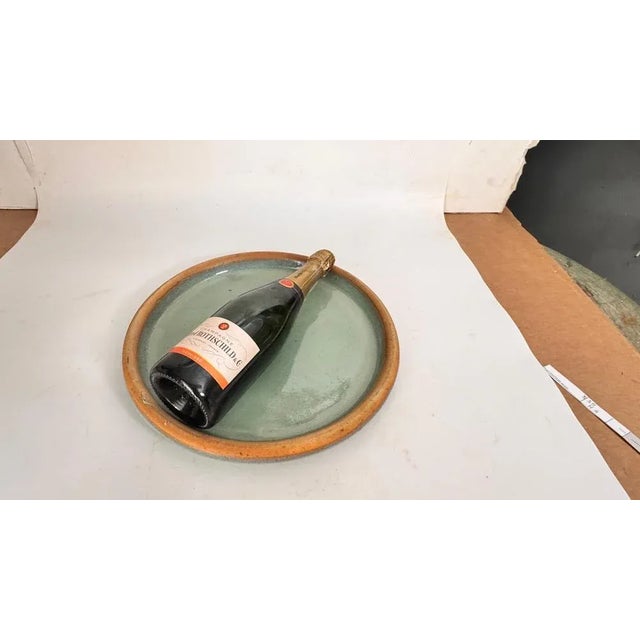 Heavy Glazed Pottery Dish – France, 1970s – Blue-Green Tones, Ibiza/Formentera Vibe : This is a heavy ceramic dish made in...