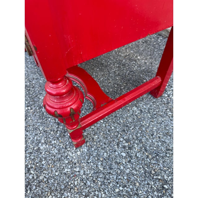 Vintage French Provincial Style Red Painted Buffet Cabinet For Sale - Image 11 of 12