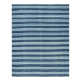 Rug & Kilim's Contemporary Dhurrie Rug in Blue Geometric Stripes - 8x10 For Sale