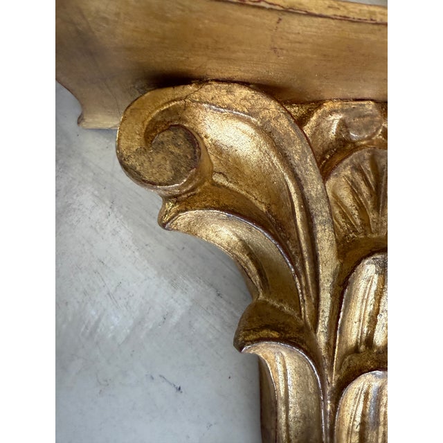 Vintage Italian Gilt Wall Shelf Sconce Carved Wood Italy Florentine Style For Sale - Image 9 of 10