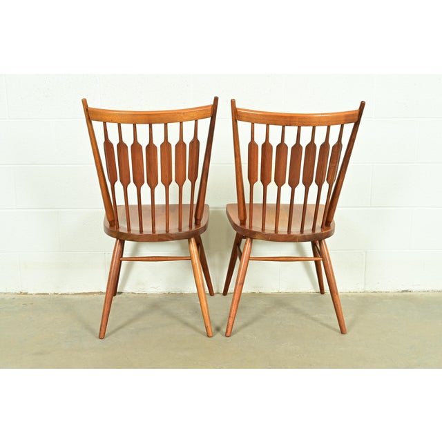 Kipp Stewart for Drexel Declaration Sculpted Walnut Side Chairs or Dining Chairs, Pair For Sale - Image 11 of 13