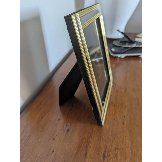 Art Deco 80's Cut Mirror and Brass Tone Picture Frame For Sale - Image 3 of 6