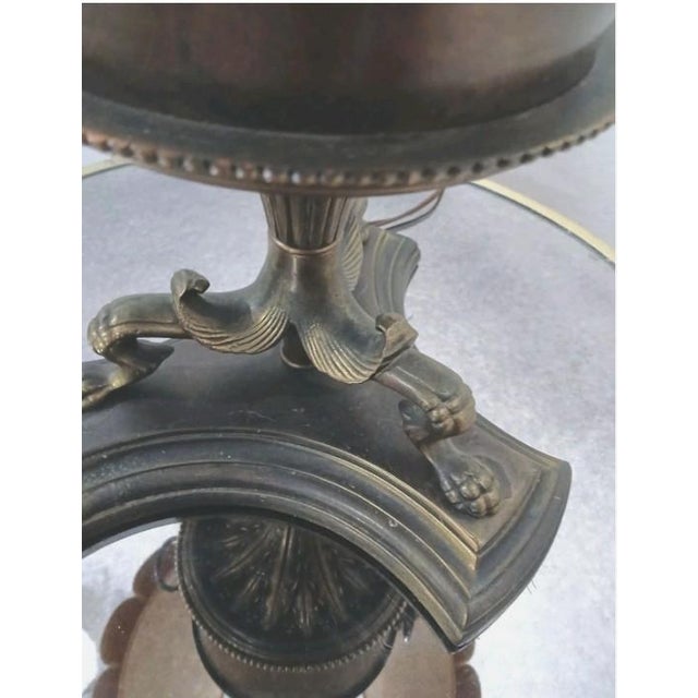 1950 Stiffel Large Lamp Lion Heads Feet Neoclassical Brass W Shade Dark Academia For Sale - Image 10 of 18