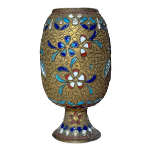 Antique 19th Century Handmade Japanese Champleve Enameled Bronze Vase Cloisonné