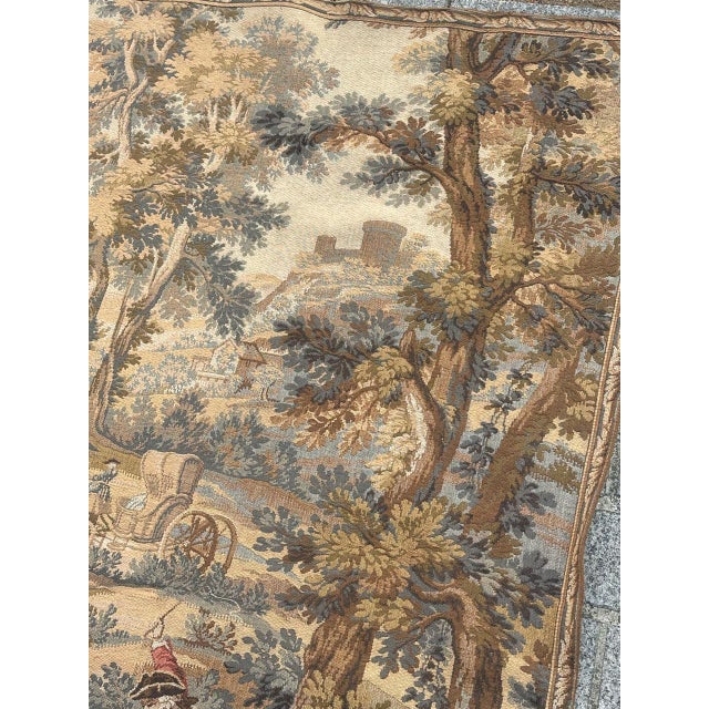 Vintage French Aubusson Jacquard Tapestry Hunting with Hounds, 1970s For Sale - Image 13 of 18