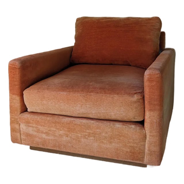 Mid 20th Century Milo Baughman for Thayer Coggin Orange Cube Chair For Sale