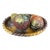 Vintage Pottery Fruit and Basket With Brass Accents For Sale