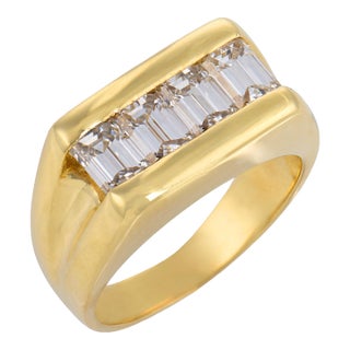 Vintage 1.25 Carat Diamond 18k Yellow Gold Ring, Size 3.5 For Sale
