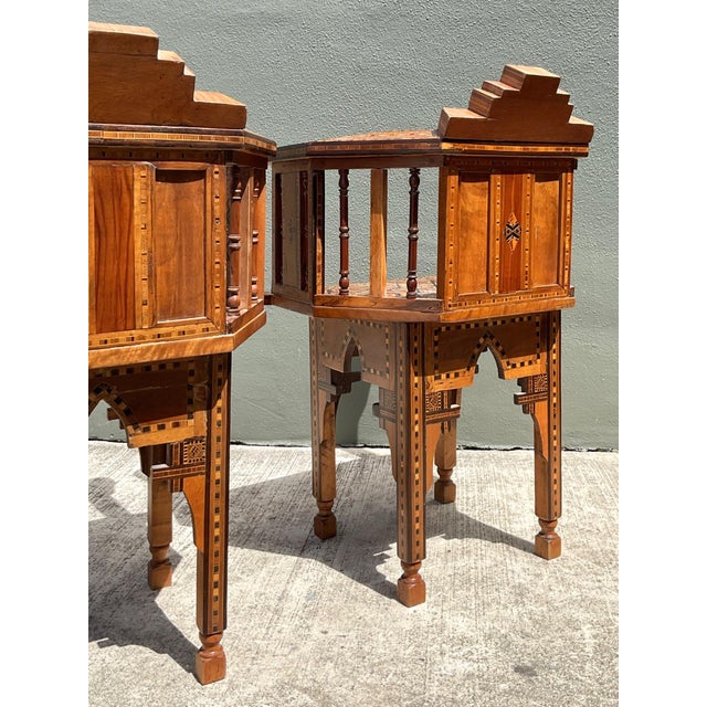 Vintage Syrian Inlaid Wood Chairs - A Pair For Sale - Image 16 of 18