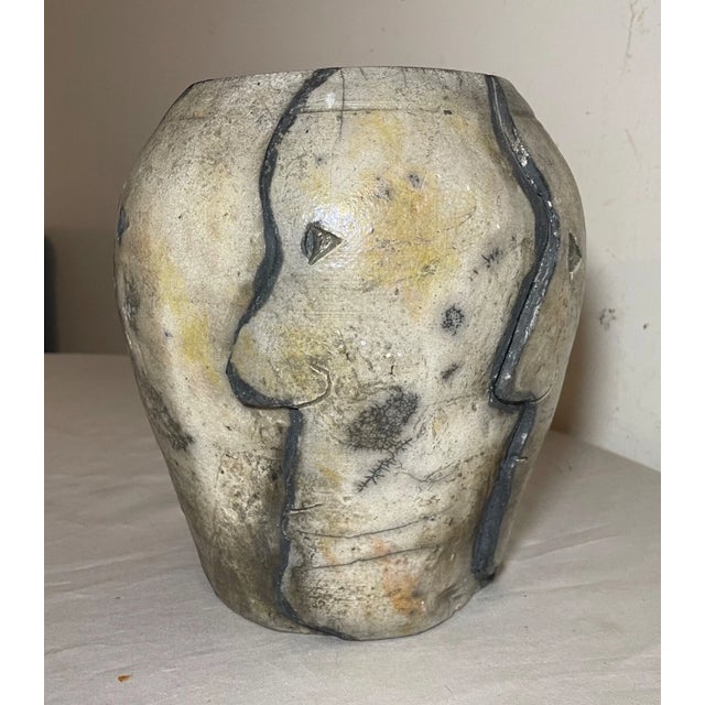 Ceramic Exquisite Antique d.j. Handmade Perpetual Man Face Figural Pottery Vase For Sale - Image 7 of 15