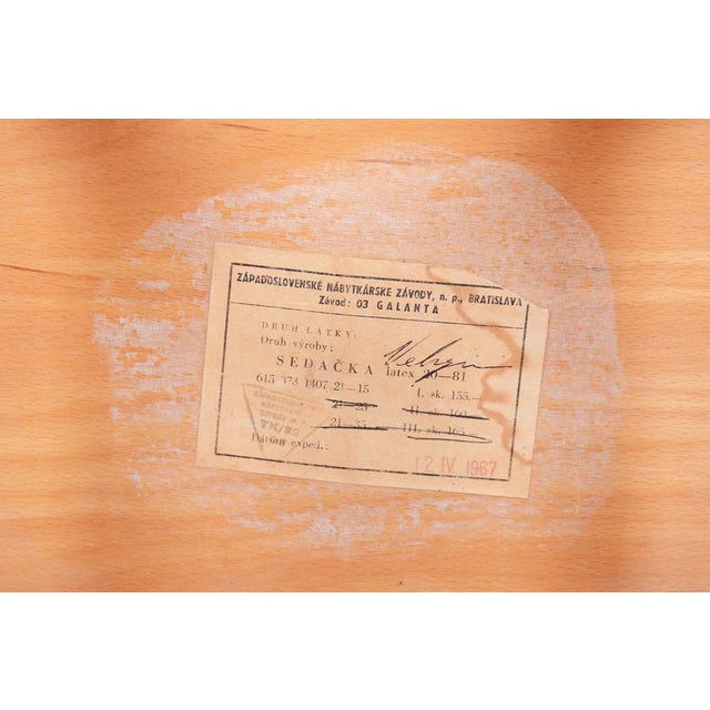 Mid-Century Stool in Upholstery and Beech, Slovakia, 1960s For Sale - Image 6 of 8