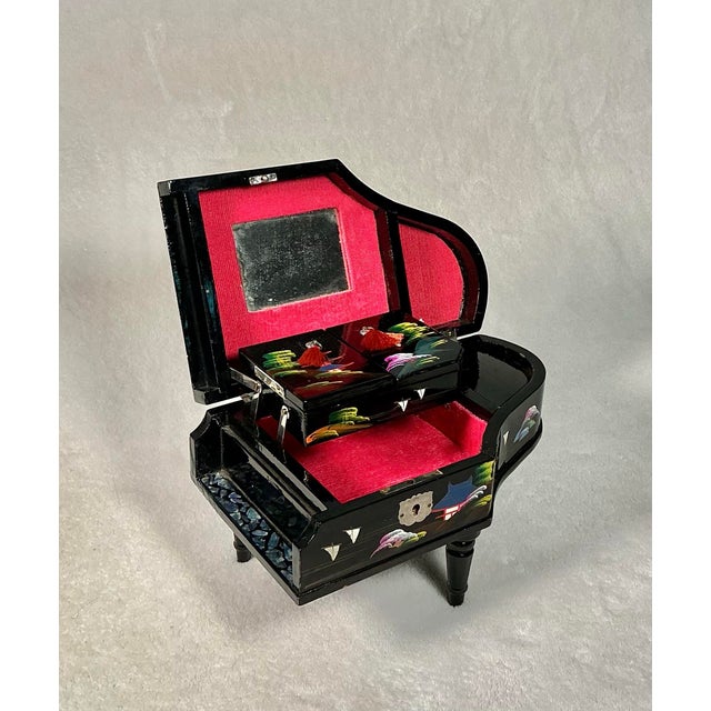 Wood Vintage Mid-Century Japanese Lacquer Grand Piano Jewelry Music Box, 1950s For Sale - Image 7 of 12