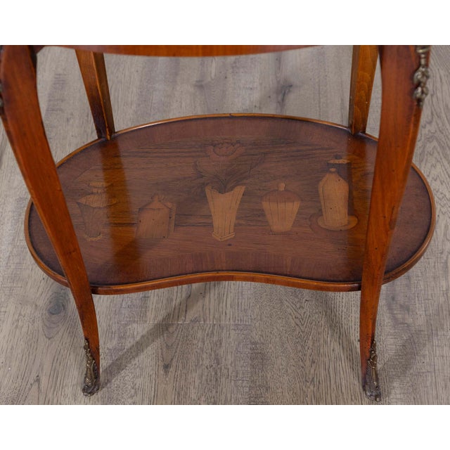 Wood Napoleon III Marquetry Side Table with Floral Inlay, France, Late 19th Century For Sale - Image 7 of 17