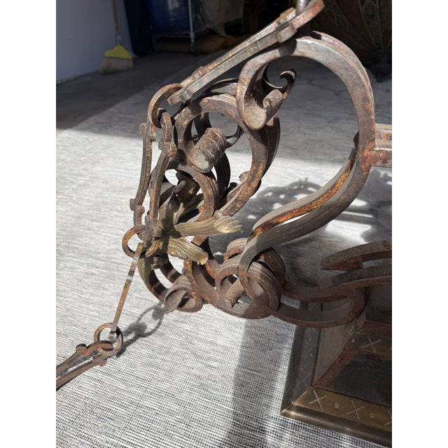 Hand-Forged Wrought-Iron Custom Made Light Fixture For Sale - Image 4 of 6