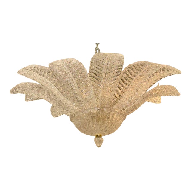 Murano Granola Glass Palm Leaf Flush Mount Chandelier For Sale