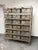 Industrial Vintage Sangham Storage Bins + Frame on Casters For Sale - Image 3 of 12
