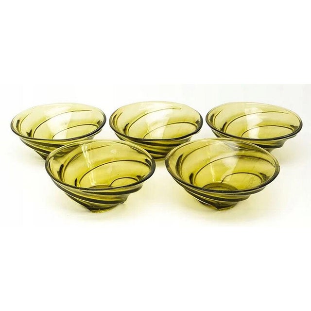 Vortex Dessert Set by J. Drost from Ząbkowice Gospodarcza Huta, Poland, 1974, Set of 5 For Sale - Image 3 of 10