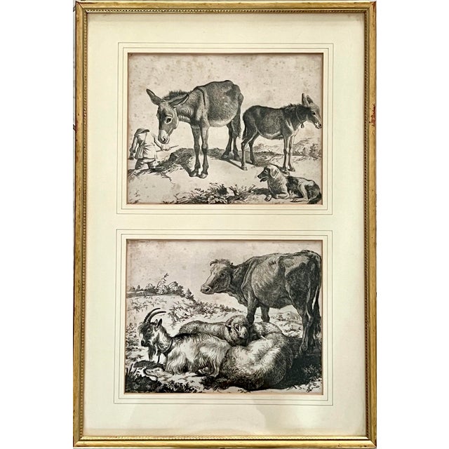 A set of 18th Century gilt framed bucolic period prints in black on ivory laid paper. under protective glass, by Francesco...