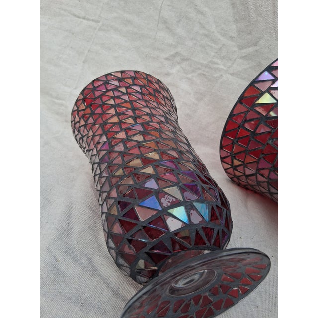Vintage Pair of Mosaic Vases - A Pair For Sale - Image 9 of 11