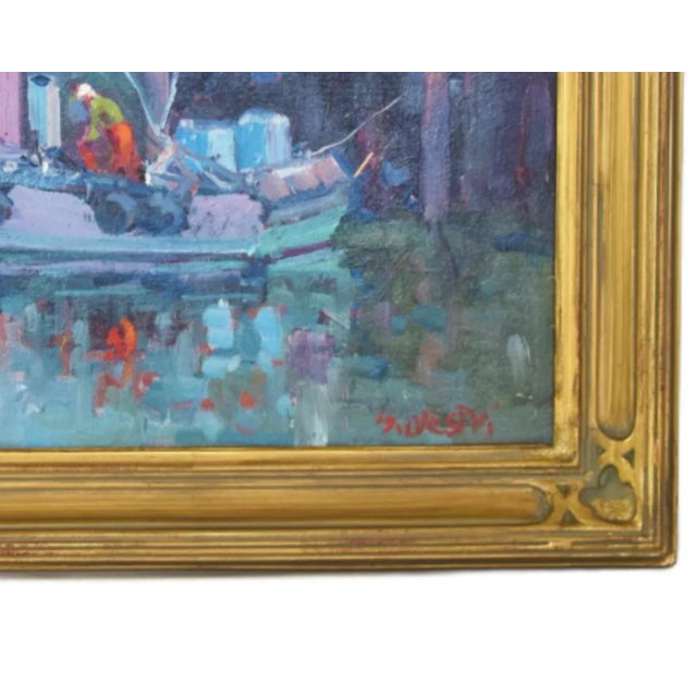 Silvio Silvestri, Listed Artist Nautical Coastal Boating Mendocino Harbor Ca Oil Painting Including the Antiqued Gold Wood Frame For Sale In Los Angeles - Image 6 of 11
