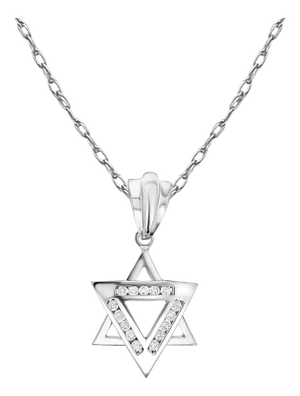 Jewish Star of David Diamond Necklace 16"