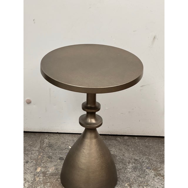 Bronze Arhaus Sculptural Bronze Finish Pedestal Martini Side Table For Sale - Image 8 of 12