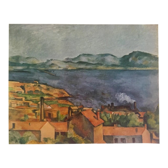 After Paul Cezanne Vintage 1952 Authentic Lithograph Print, "The Bay From L'Estaque" 1886 For Sale