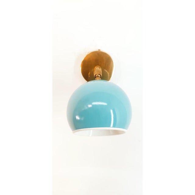 Metal Adjustable Sconce with Blue Metal Dome For Sale - Image 7 of 16