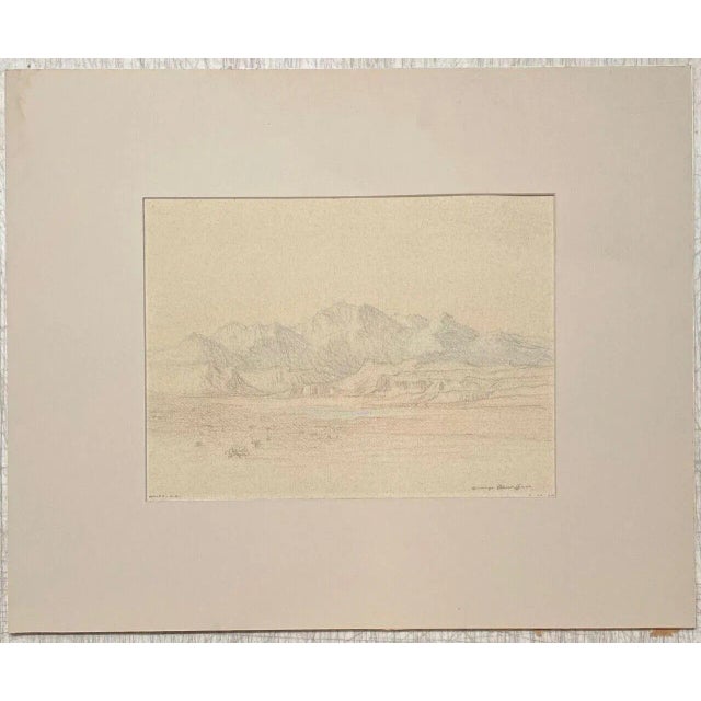 Original 1924 george elbert burr (1859-1939) 'waldo new mexico' colored pencil drawing this is just a great original...