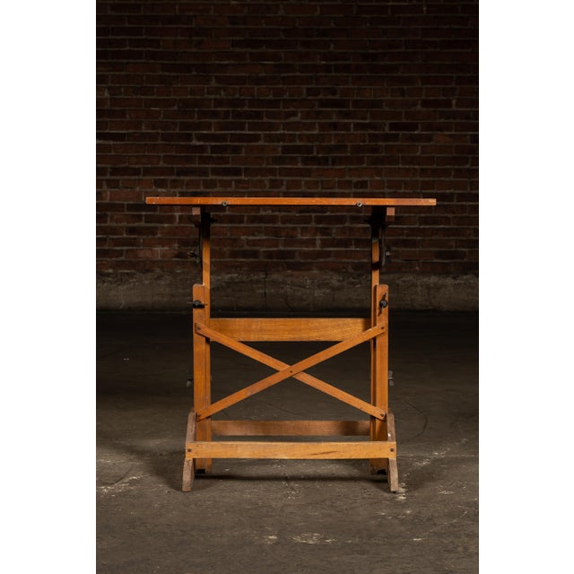 Small Antique Adjustable Wooden Drafting Table For Sale In Chicago - Image 6 of 13