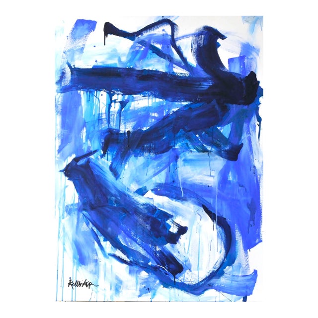 Blue Blues, Original Abstract Painting by Robbie Kemper For Sale