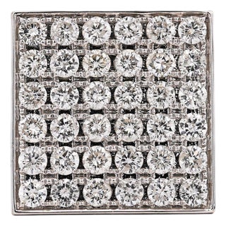 1990s 8.56 Carat Round Diamond Full Pave Square 18k White Gold Vintage Mens Ring, Size 10 For Sale