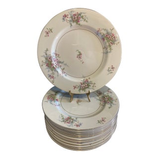 Mid 20th Century Theodore Haviland Dinner Plates – “Apple Blossom” Pink Floral – Set of 12 For Sale