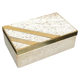 Mid-Century Italian Rectangular Box in Travertine and Brass, 1970s For Sale