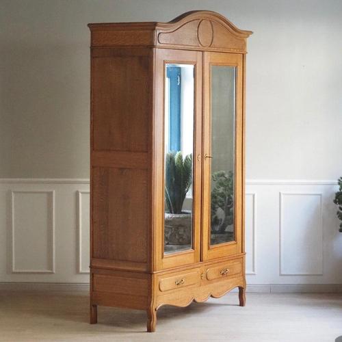 Antique Art Nouveau Mirrored Wardrobe with Drawers, France, 1900s For Sale - Image 18 of 18