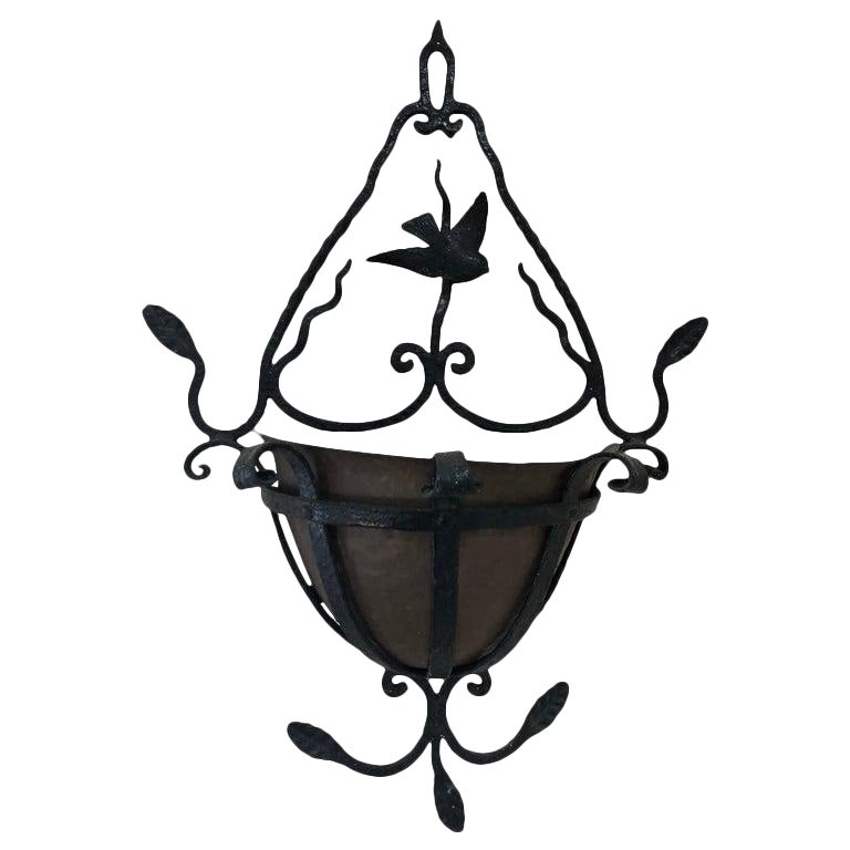 1920s Vintage Arts & Crafts Wrought Iron Wall Planter | Chairish