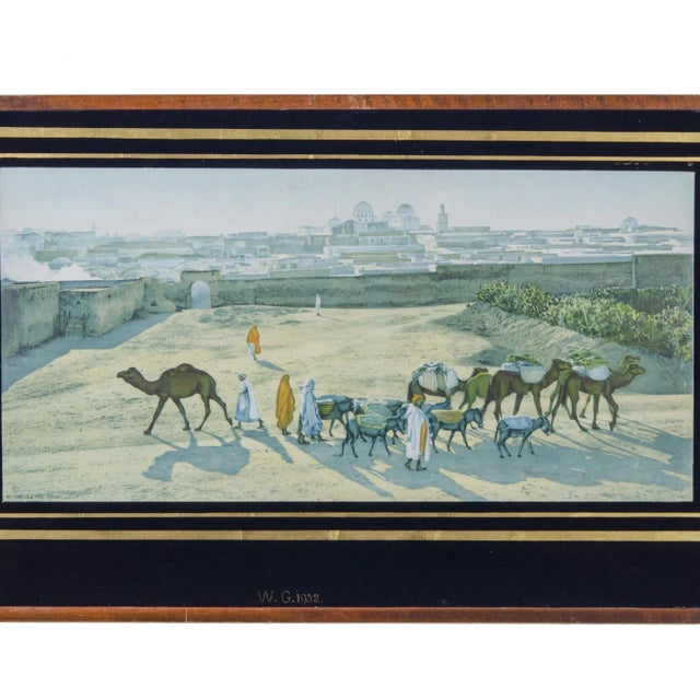 A pair of Lehnert & Landrock orientalist héliogravures under eglomise glass, c.1910. sight: 23 by 11 inches frame: 27 ¾ by...