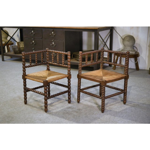 Vintage Turned Wood Corner Chairs, 1950s, Set of 2 For Sale - Image 16 of 16