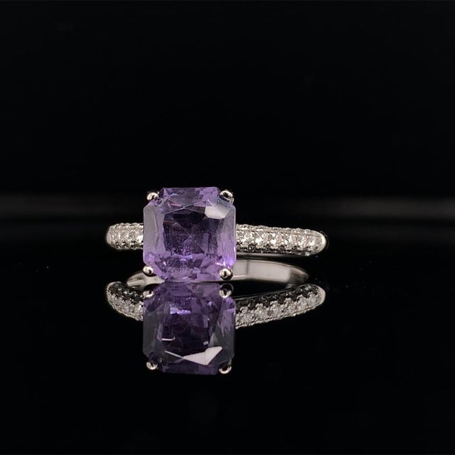 Purple Sapphire Diamond Ring 18k Gold Women 1.72 TCW Certified For Sale - Image 4 of 10