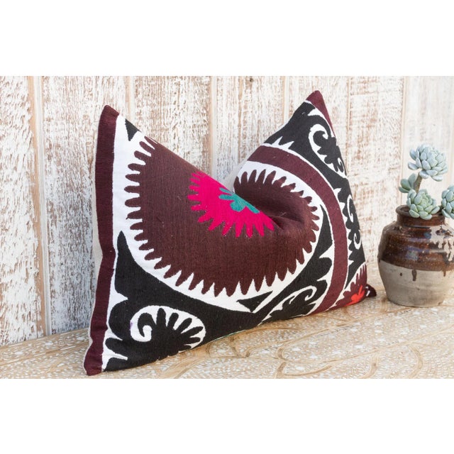 Persian Indira Gul Suzani Lumbar Pillow For Sale - Image 3 of 9