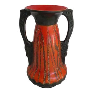 Pre-War 1930s Ceramic Art Nouveau Vase With Handles Czechoslovakia