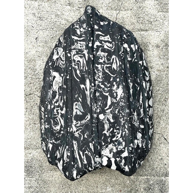 Black Vintage Italian Scagliola Artisanal Pigmented Plaster Turtle Shell For Sale - Image 8 of 17